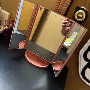 Rose Gold Trifold Vanity mirror